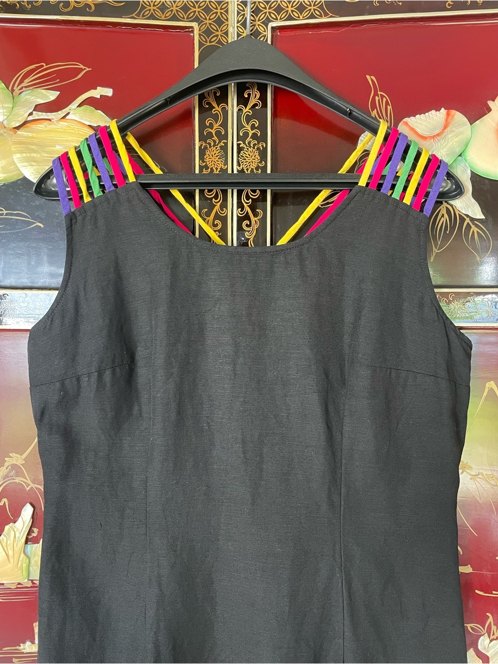 80s Rainbow linen dress - Picture 4 of 10
